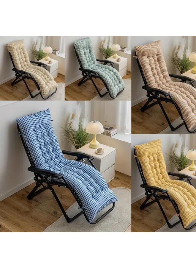 Blue Farmhouse Plaid Rocking Chair Cushion 18 9x61 Inch Tufted High Back Thick Seat - Image 4